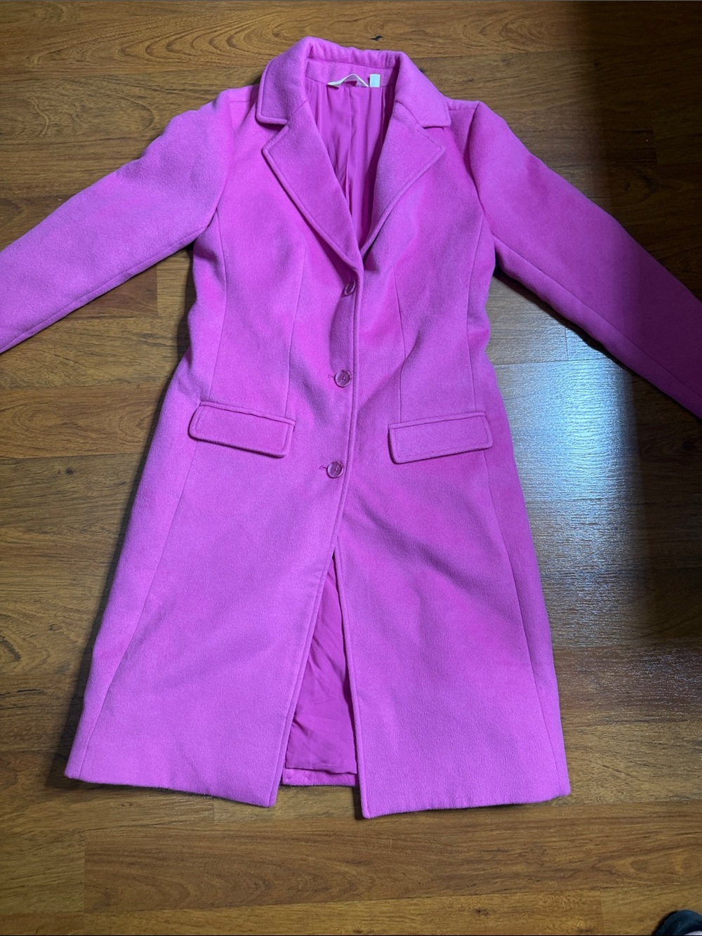 Candace Cameron Bure Hot Pink Tailored Long Trench Coat